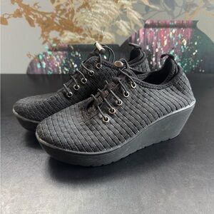 Steve Madden Black Woven Wedge Sneakers